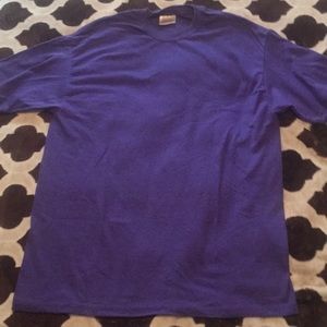 Large purple Hanes 50/50 short sleeved crew neck T